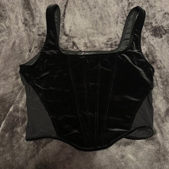 Stretch Velvet Corset Style Crop Top - Picture 1 of 7